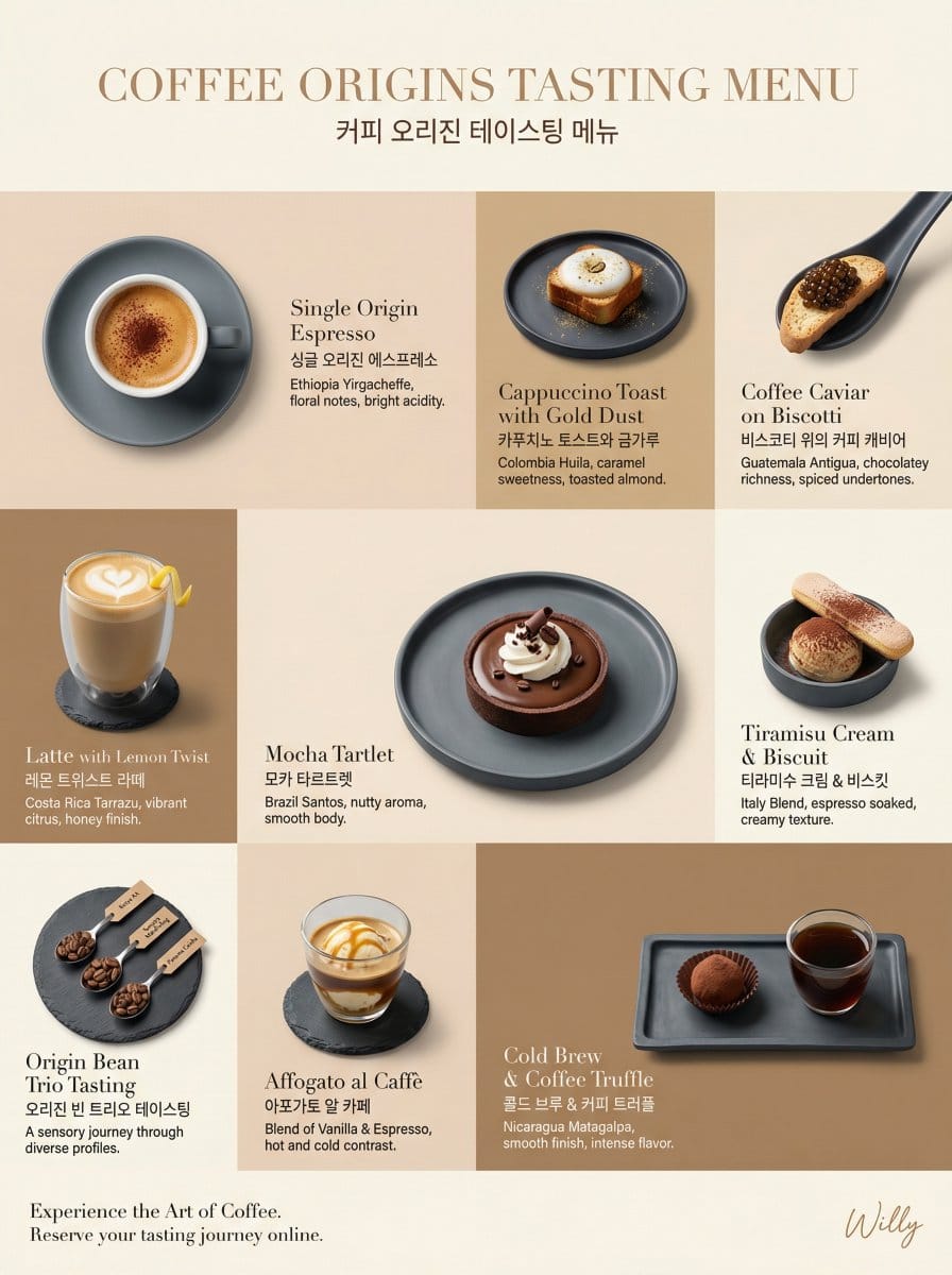 Luxury Coffee Tasting Menu Layout Prompt - AI Art AI Generated Artwork