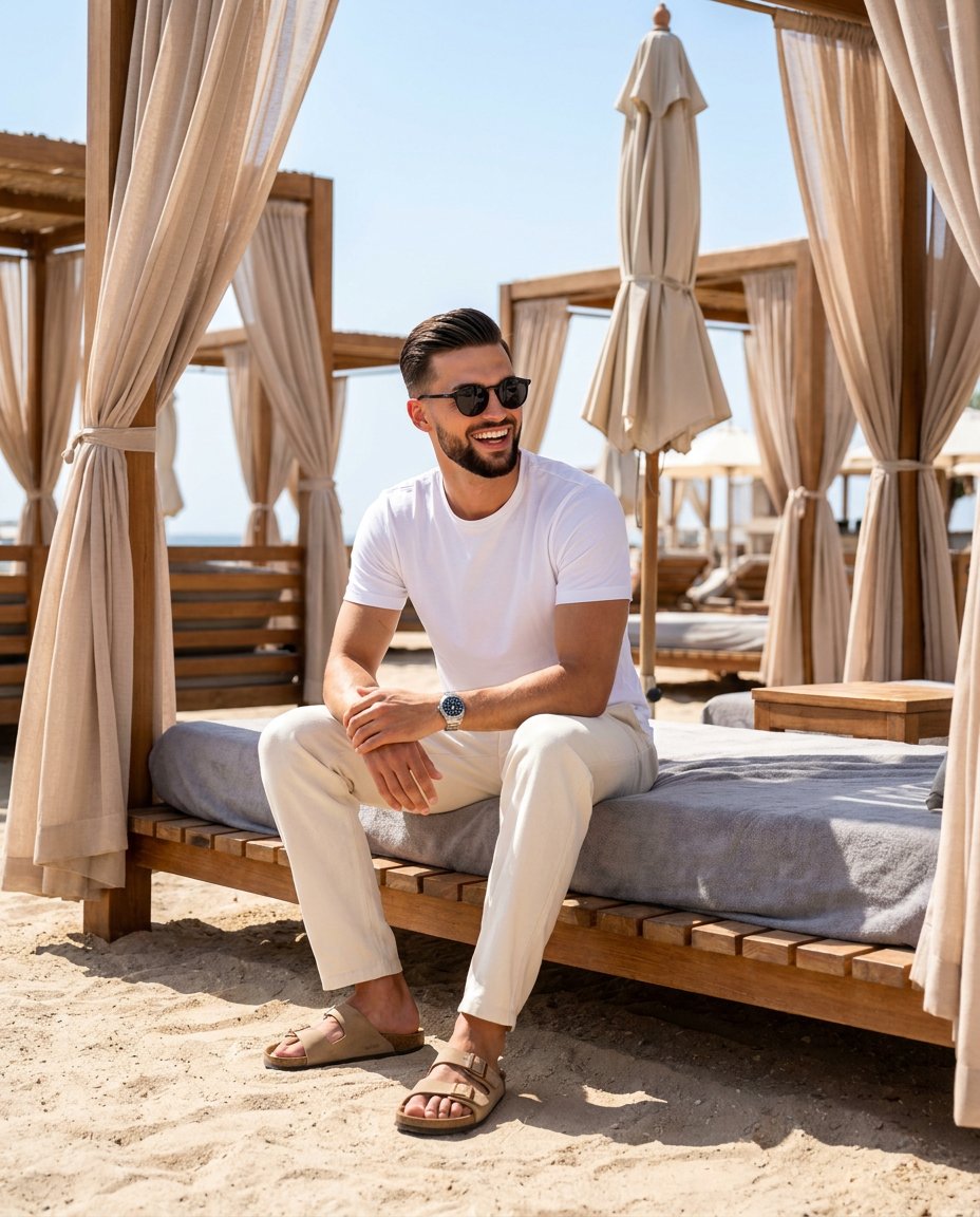 Preview image for Luxury Beach Club Vacation Portrait prompt