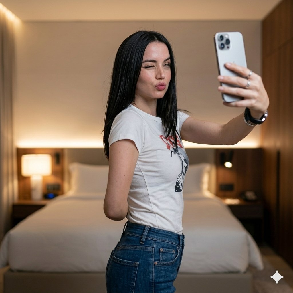 Luxury Bedroom Selfie Portrait - AI Art AI Generated Artwork