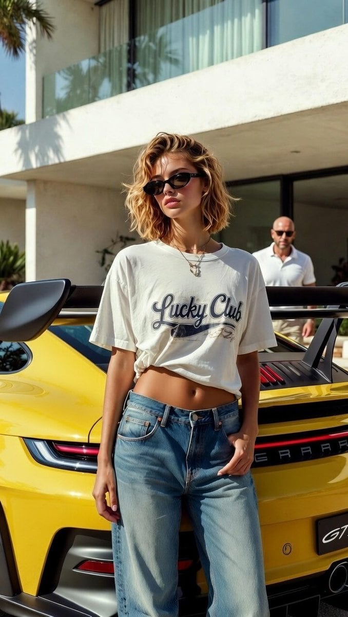 Luxury Fashion Editorial with Porsche GT3 RS (Duplicate) - AI Generated Realistic Style Image