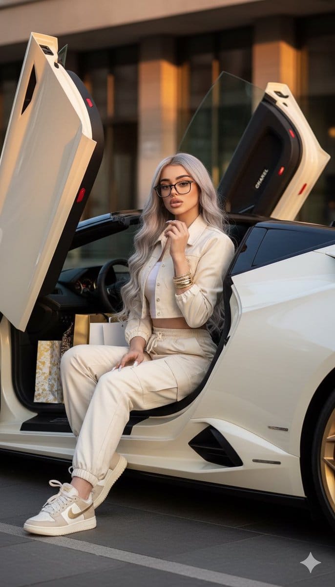 Luxury Fashion Shoot with Lamborghini Huracán - AI提示词