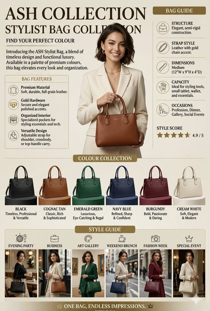 Preview image for Luxury Handbag Promotional Infographic prompt