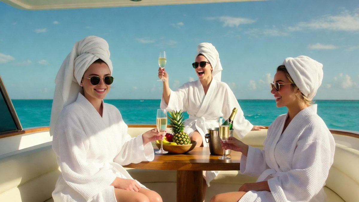 Luxury Spa Day on a Yacht Group Portrait Prompt - AI 프롬프트