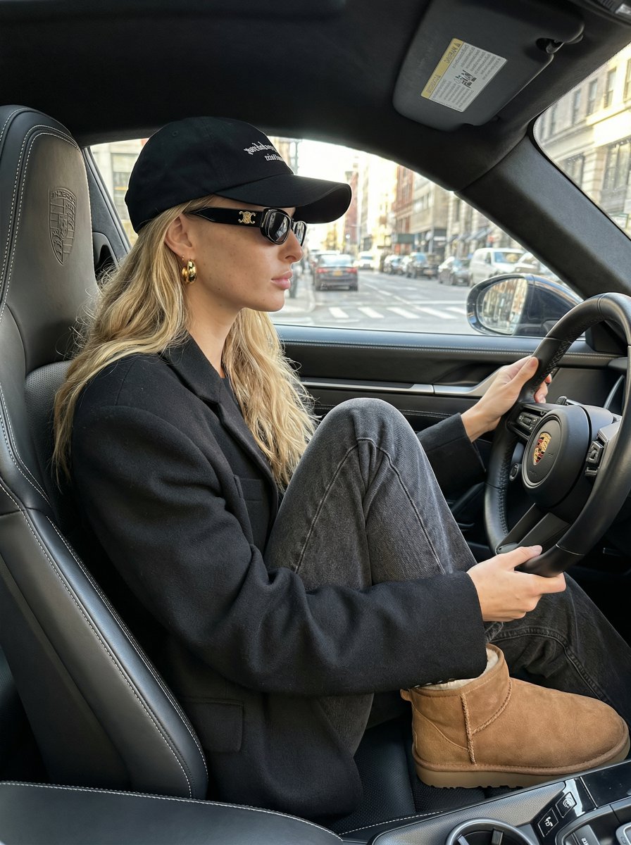 Preview image for Luxury Street Style Portrait in a Porsche Interior prompt