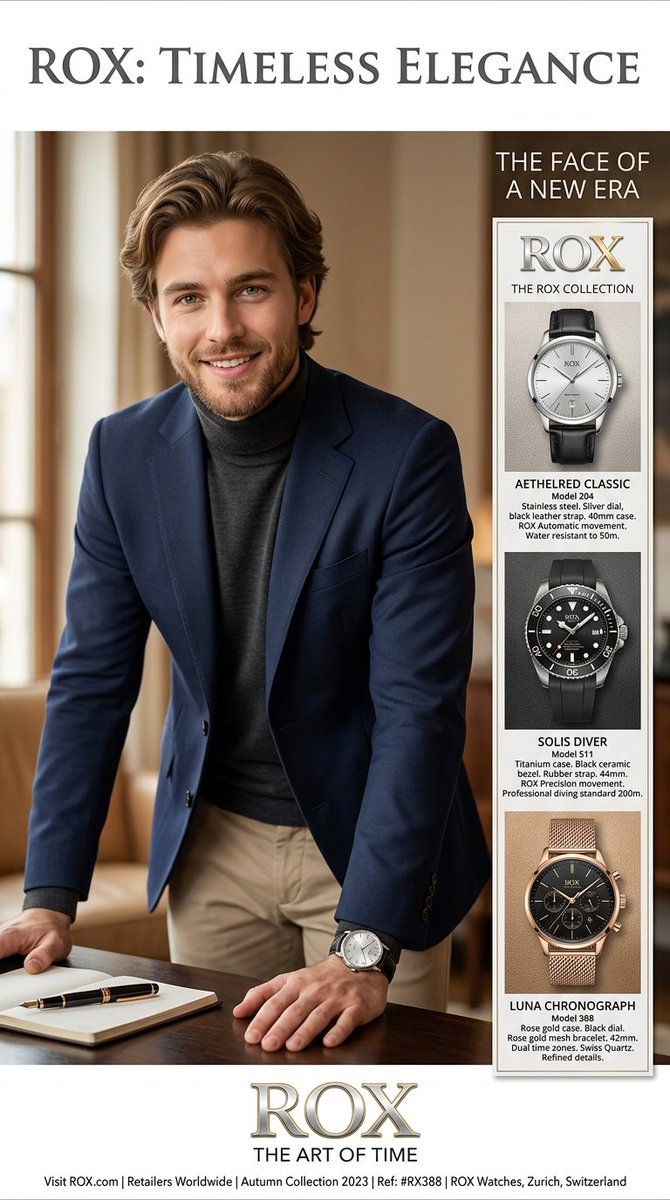 Preview image for Luxury Watch Magazine Advertisement prompt