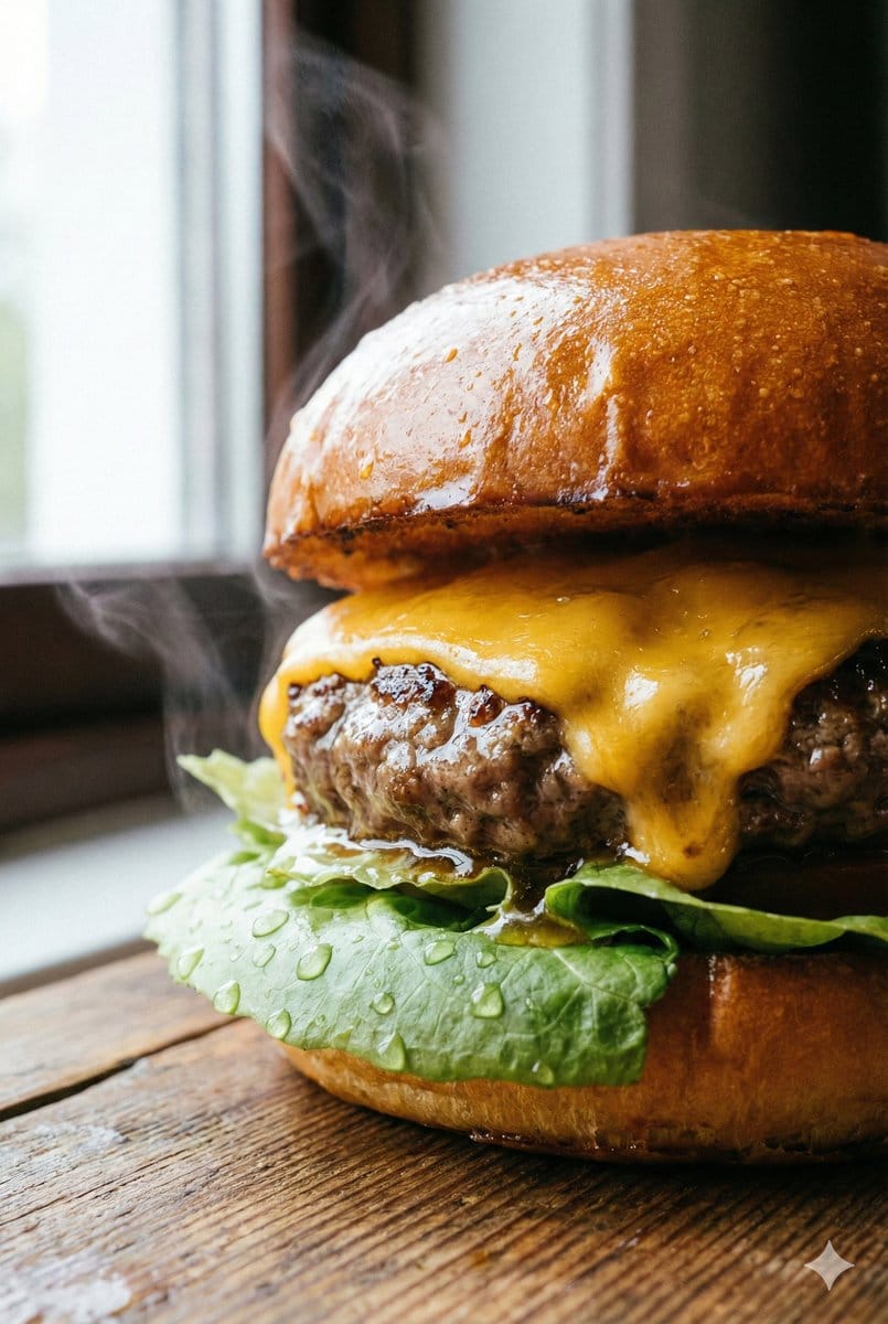 Preview image for Macro Beef Burger Food Photography Prompt prompt