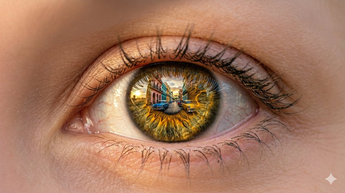 Preview image for Macro Eye Portrait with Havana Reflection prompt