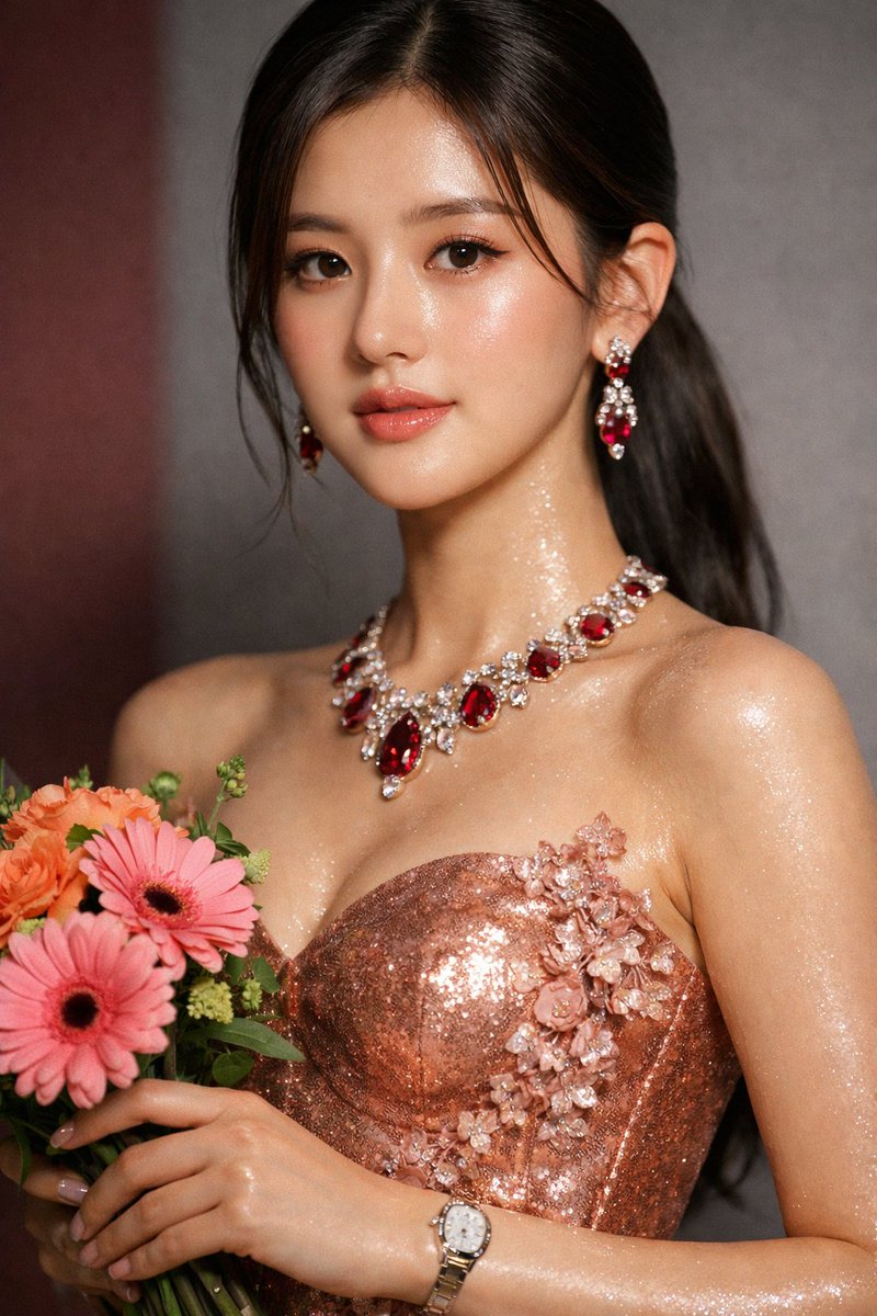 Preview image for Macro Portrait of Zhao Lushi in Sequined Gown prompt
