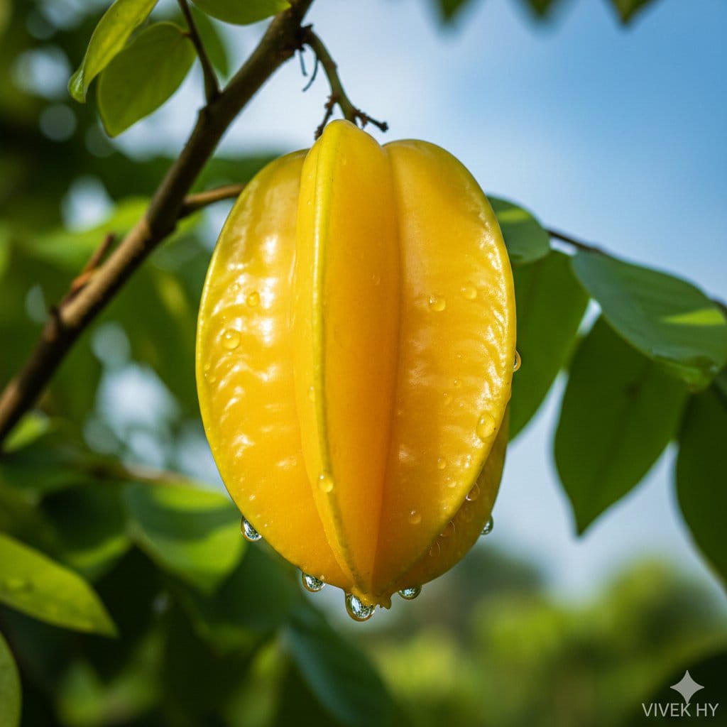 Macro Starfruit on Branch - AI Prompt