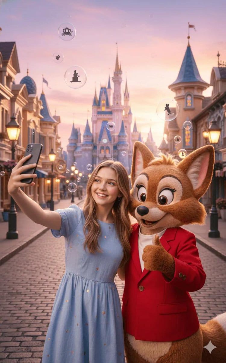 Magical Fairytale Theme Park Selfie - AI提示词