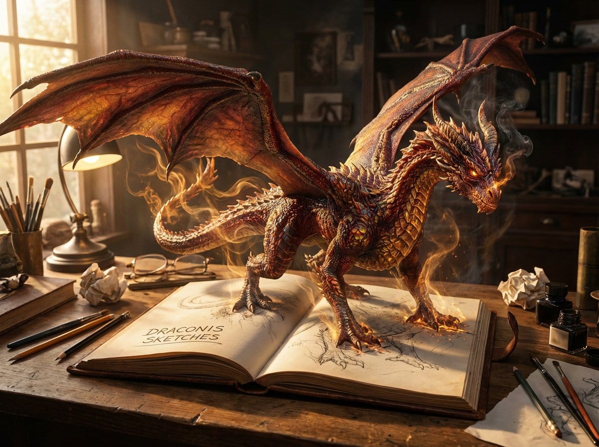 Magical Sketchbook Art Coming to Life - نص توجيهي للذكاء الاصطناعي