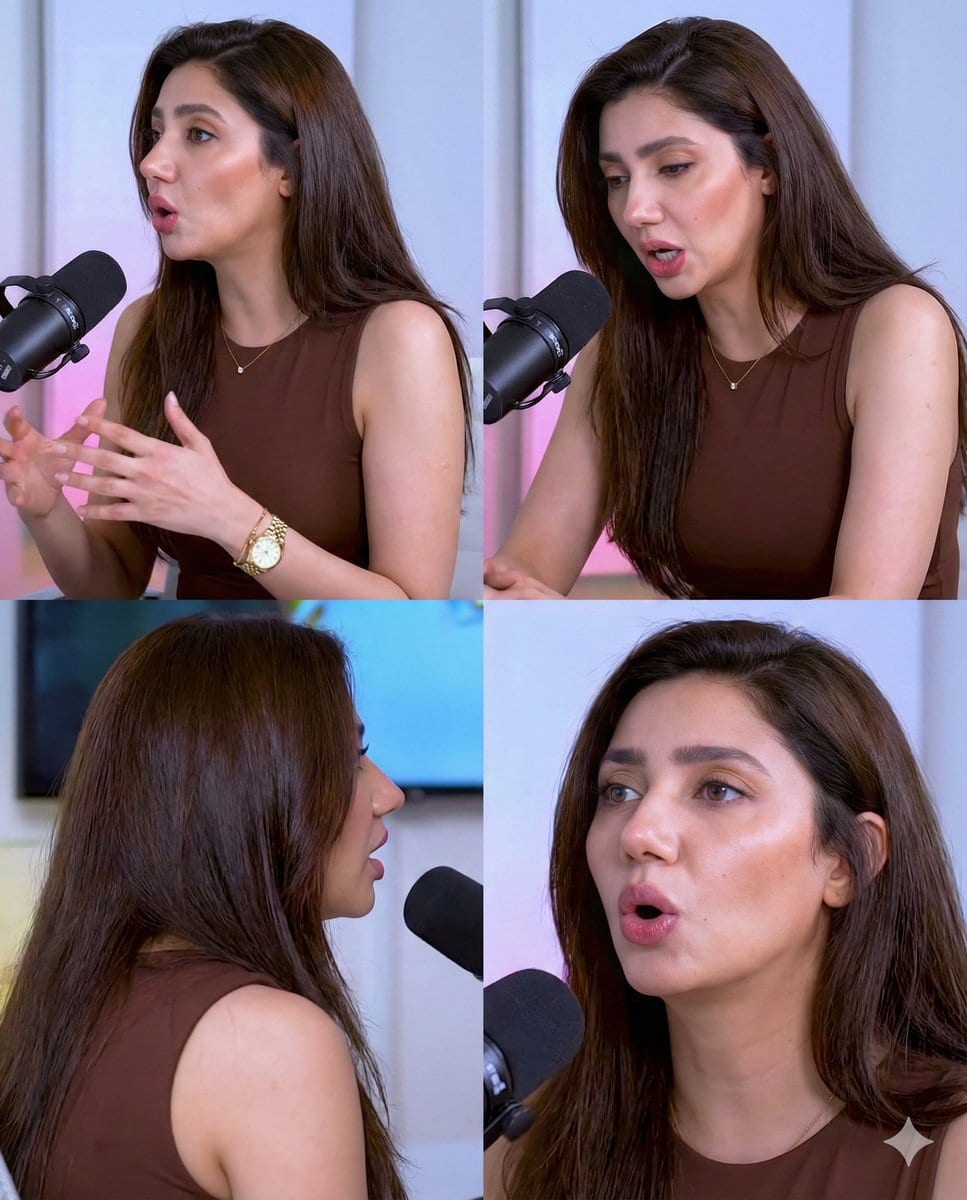 Mahira Khan 2x2 Collage Podcast Interview Prompt - AI Generated AI Art Style Image Example