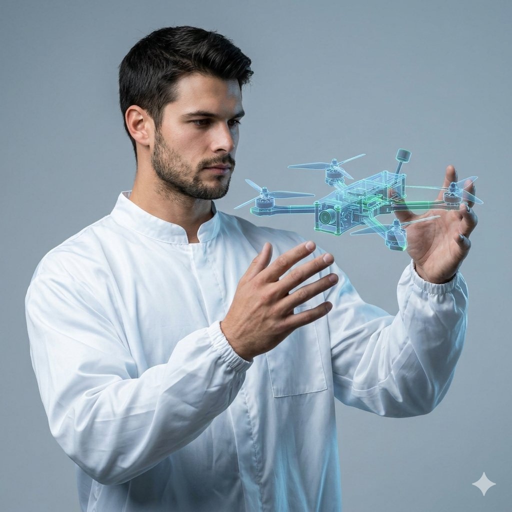 Preview image for Man Holding Holographic Drone Prompt prompt