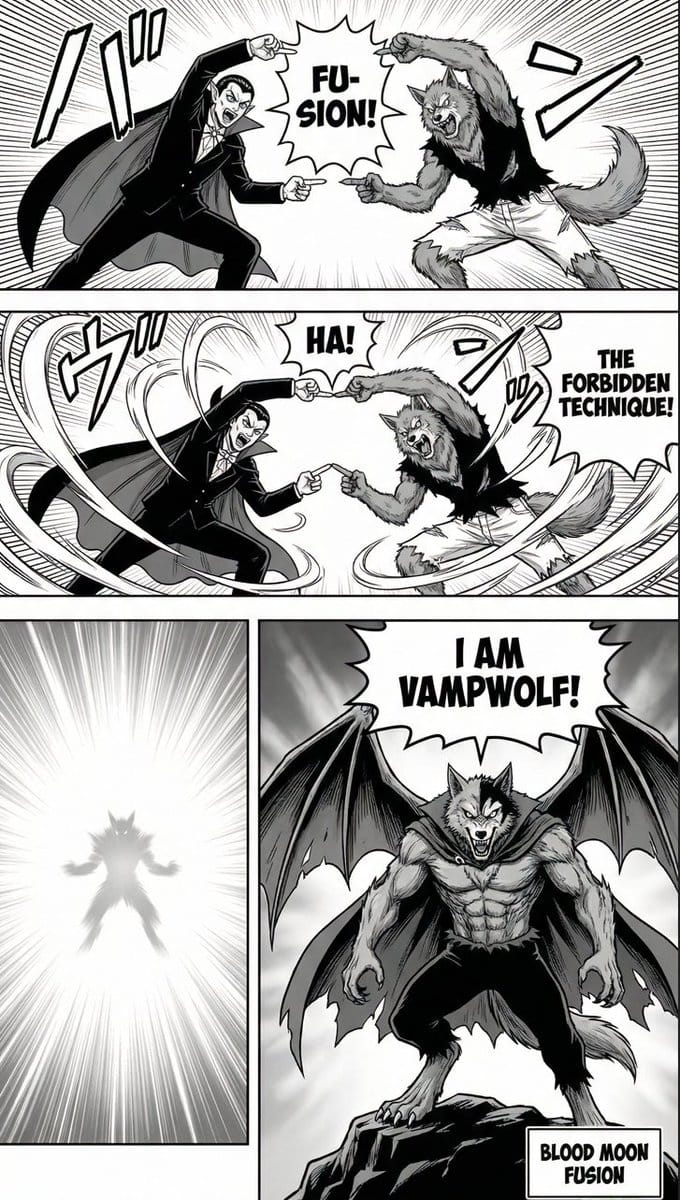 Manga Page: Dragon Ball Z Fusion Technique - Prompt IA