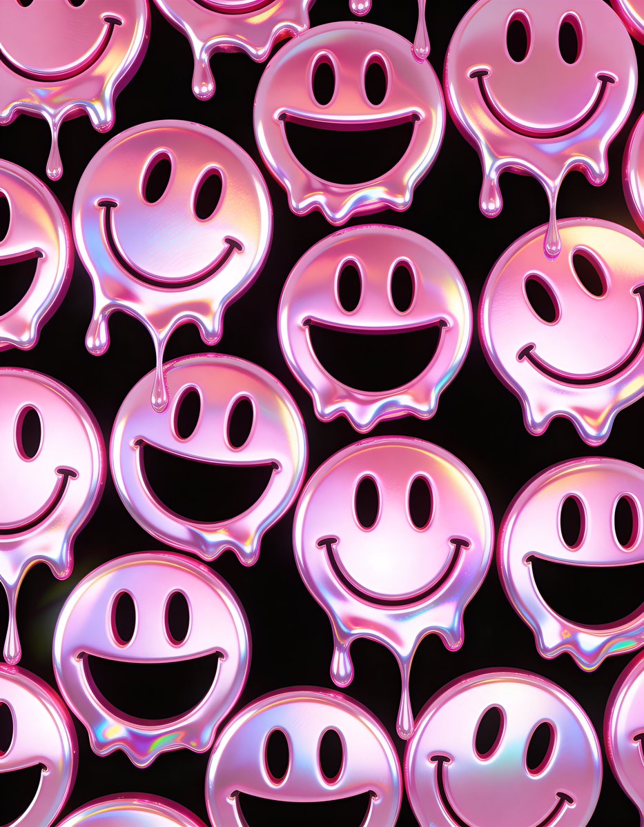 Preview image for Melting Holographic Smiley Face Pattern Prompt prompt