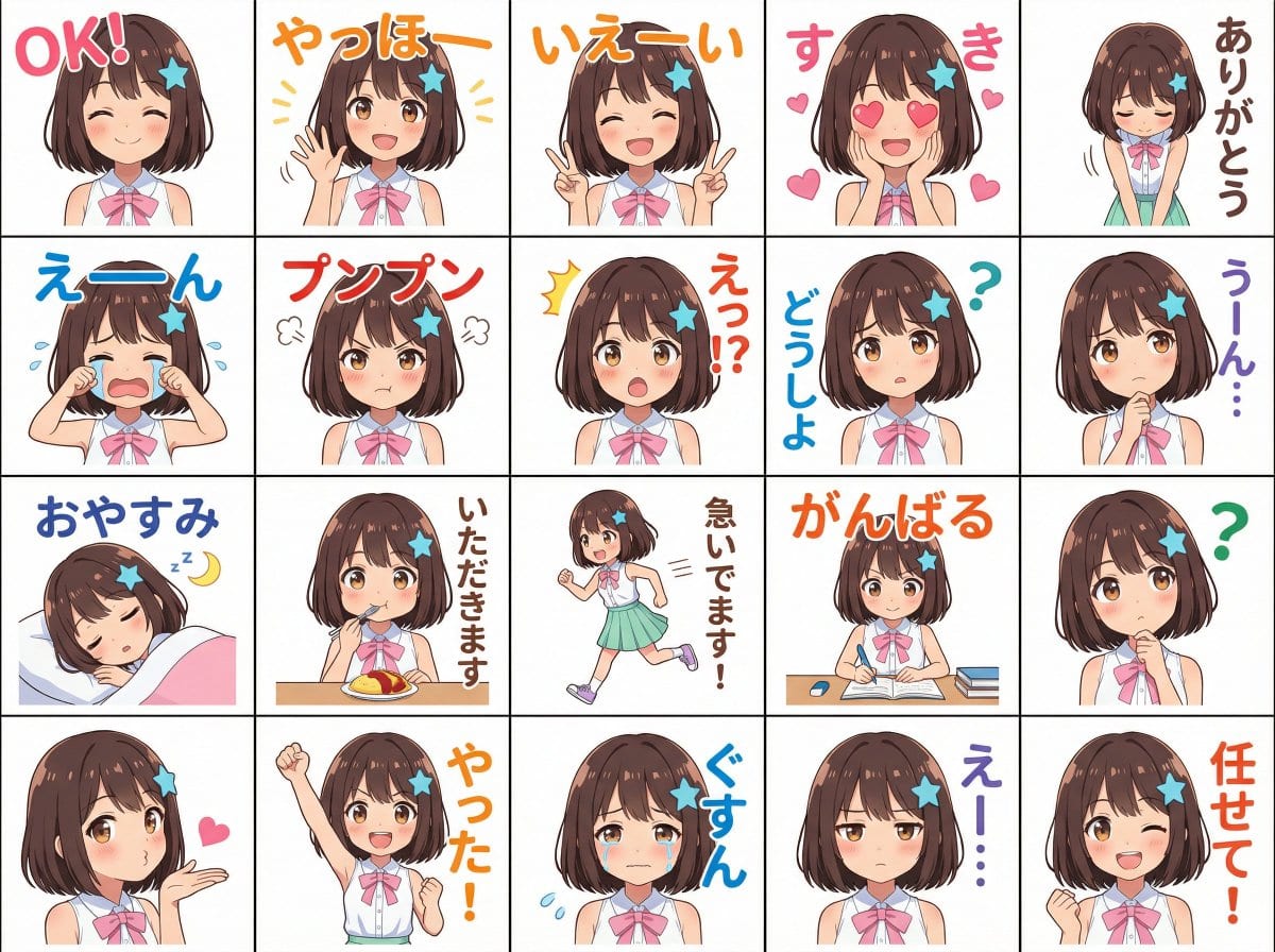Messenger sticker set from attached person - AI Generated Character Style Image Example