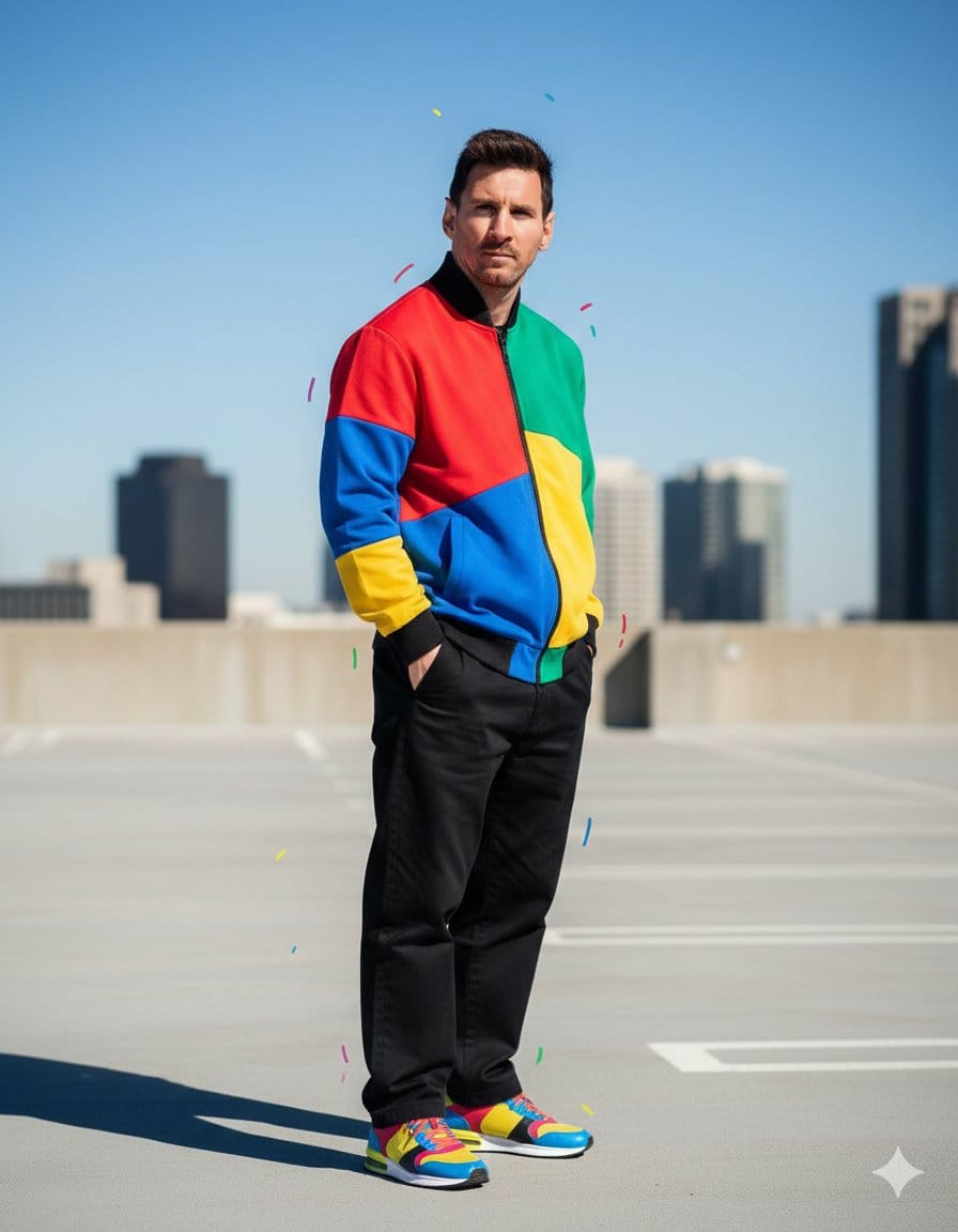 Messi in Gen Z Fashion Portrait - AI Generated Character Style Image Example