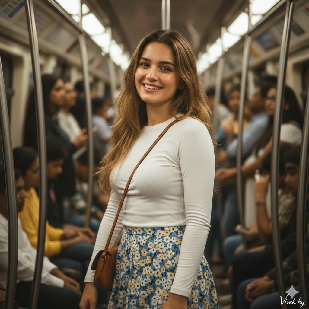 Metro Candid Portrait (Smiling Girl) - AI提示詞