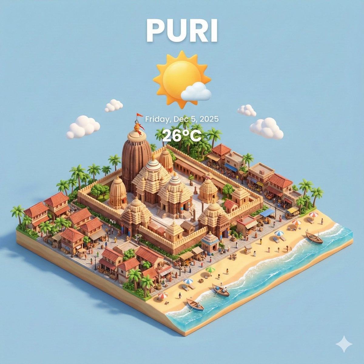 Miniature 3D City with Live Weather Prompt - AI提示词