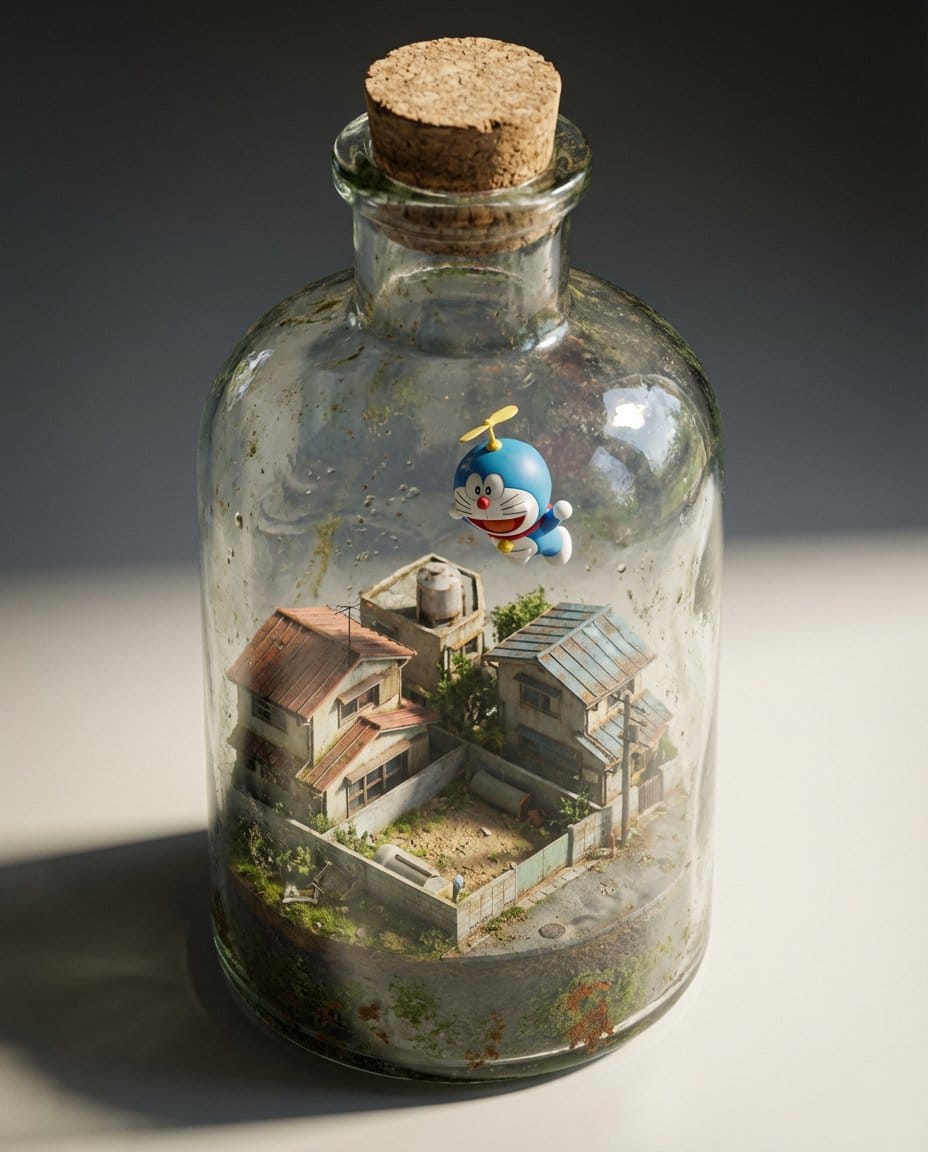 Miniature Diorama in a Glass Bottle - Prompt IA