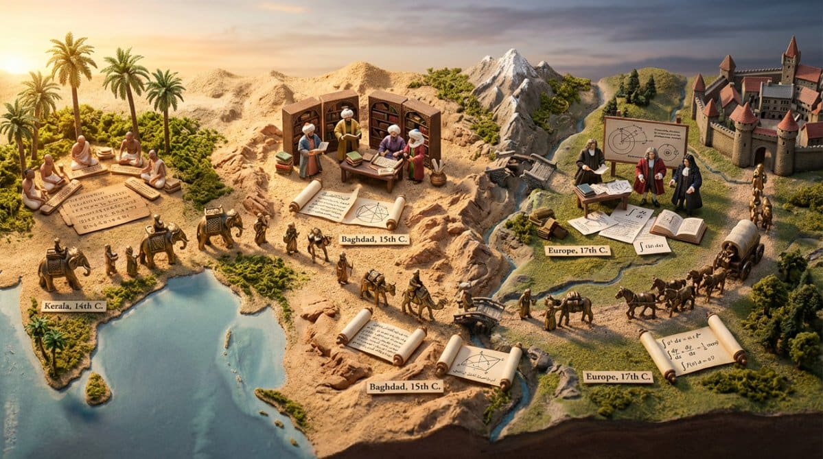 Miniature Diorama Prompt for Visualizing the Historical Journey of Calculus - نص توجيهي للذكاء الاصطناعي