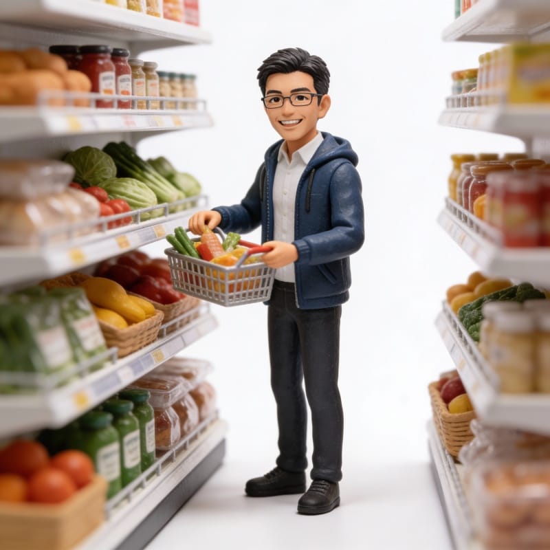 Miniature Figure Generation: Everyday Life of 'Scissors Old Man' - AI Generated Character Style Image