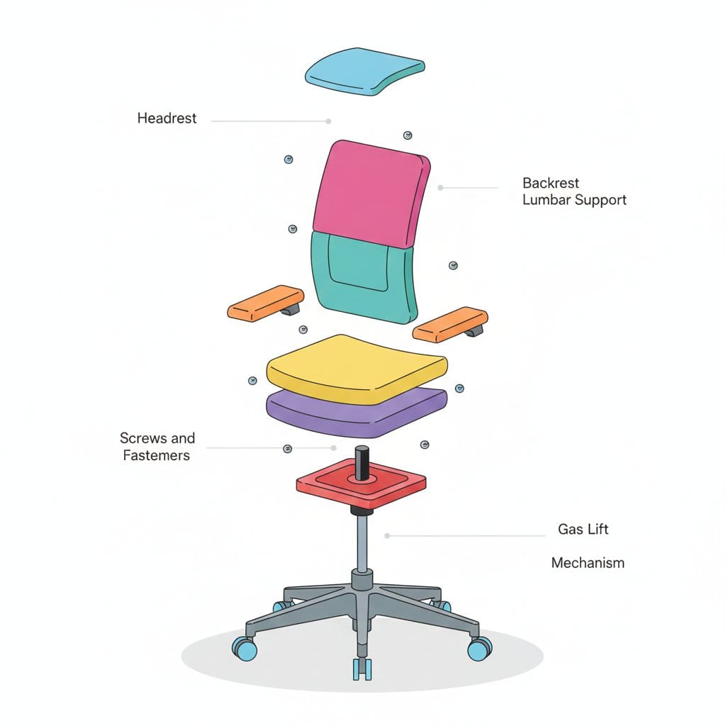 Minimalist Exploded View Industrial Design Diagram - نص توجيهي للذكاء الاصطناعي