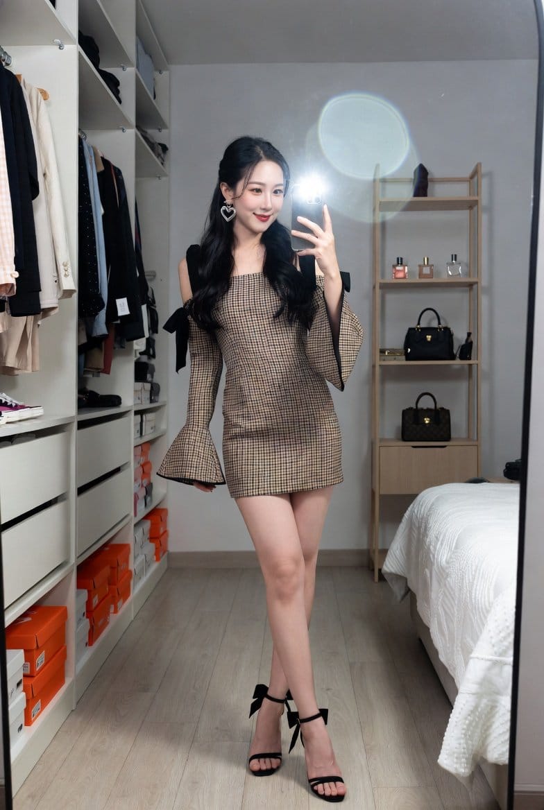 Mirror Selfie in Walk-In Closet Prompt - AI 프롬프트