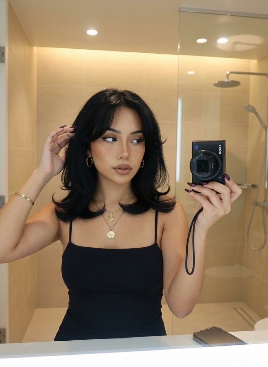 Mirror Selfie Prompt (Clean Girl Aesthetic) - AI Generated AI Art Style Image Example