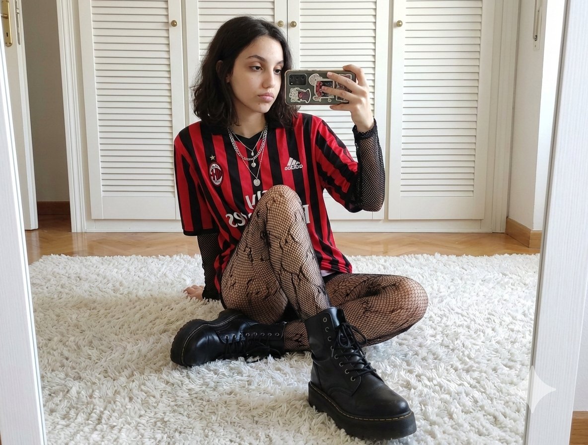 Preview image for Mirror Selfie Prompt: Sports Jersey and Fishnets prompt