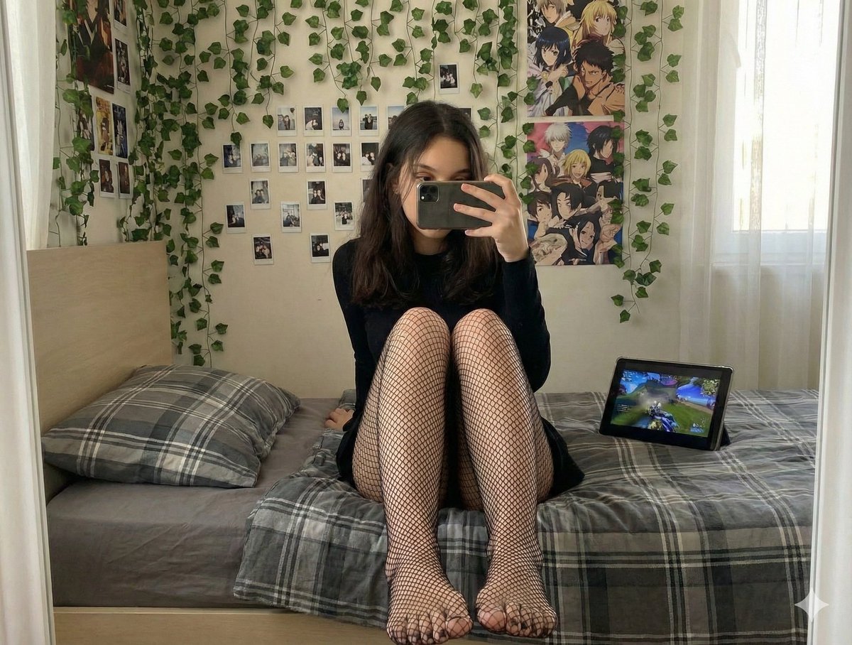 Preview image for Mirror Selfie with Fishnet Stockings Focus Prompt prompt