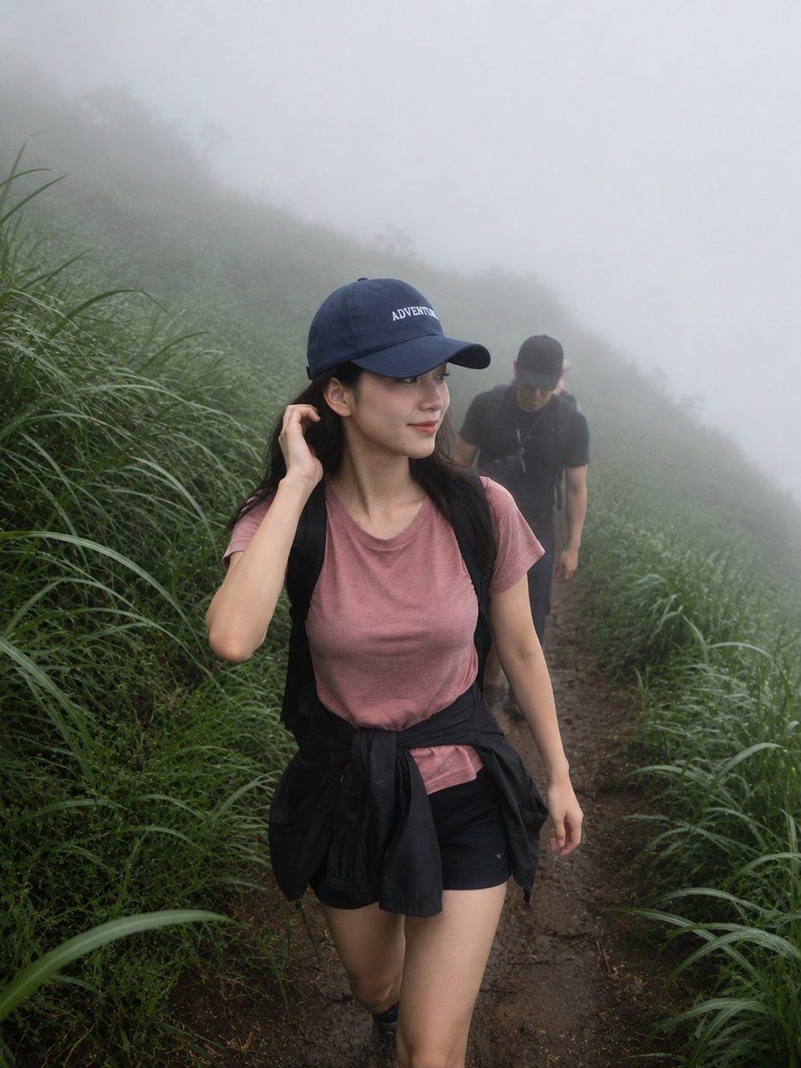 Preview image for Misty Mountain Hiking Portrait prompt