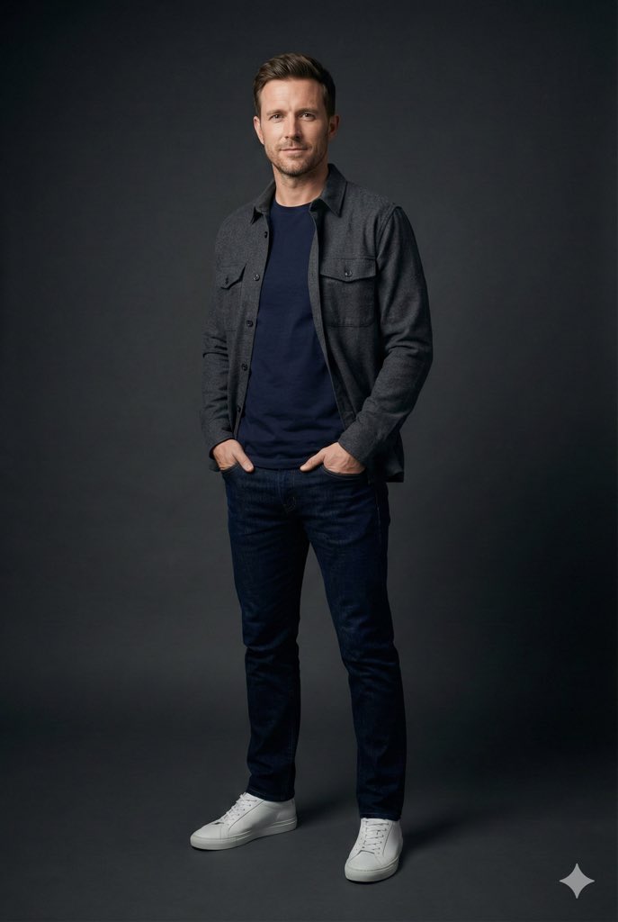 Modern Casual British Man Studio Portrait Prompt - AI Art AI Generated Artwork