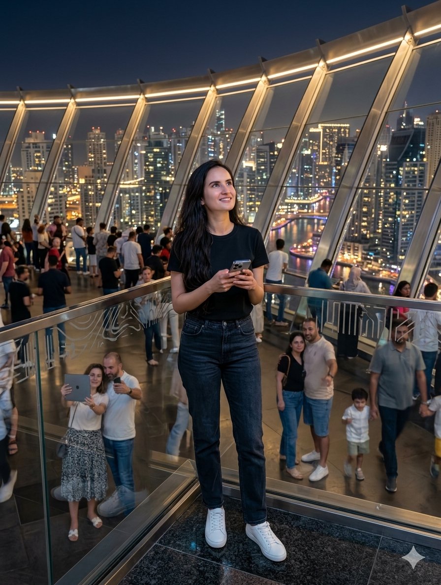 Preview image for Modern Observation Deck Skyline Portrait prompt