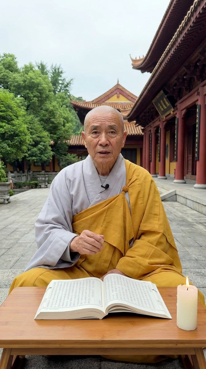 Monk Delivering Life Advice Video Still Prompt - KI-Prompt