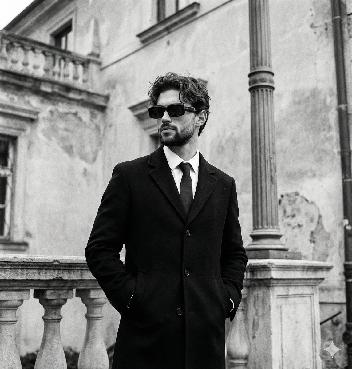 Preview image for Monochromatic Editorial Portrait of a Stylish Man prompt