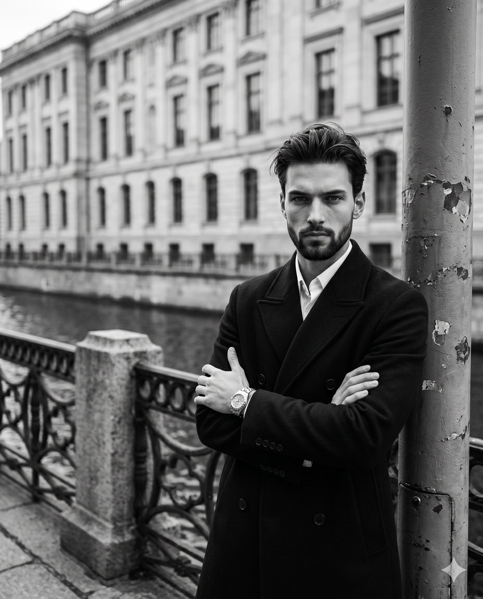Preview image for Monochromatic Film Noir Male Portrait prompt