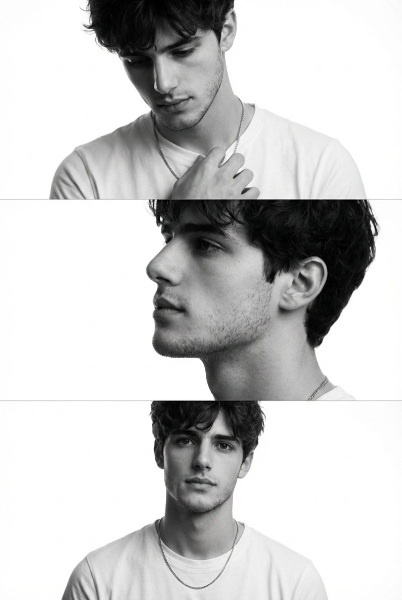 Monochrome Fashion Editorial Triptych (Male)