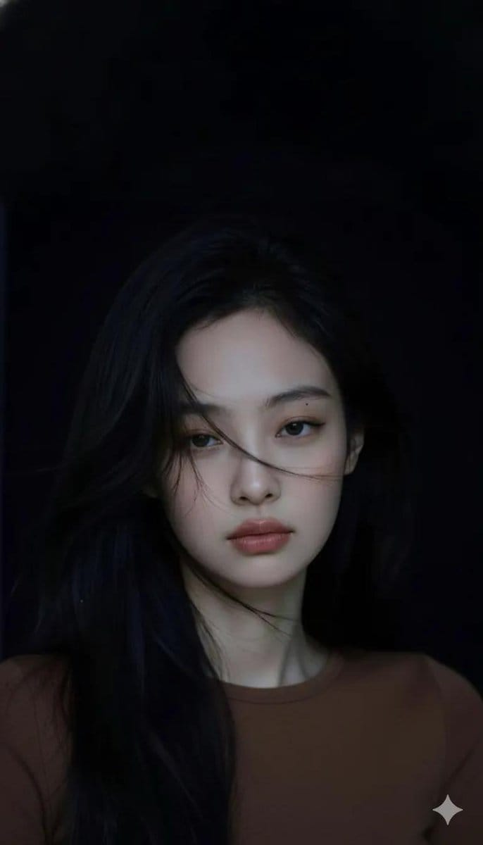 Moody Cinematic Portrait in Brown Top - AI Generated Character Style Image Example