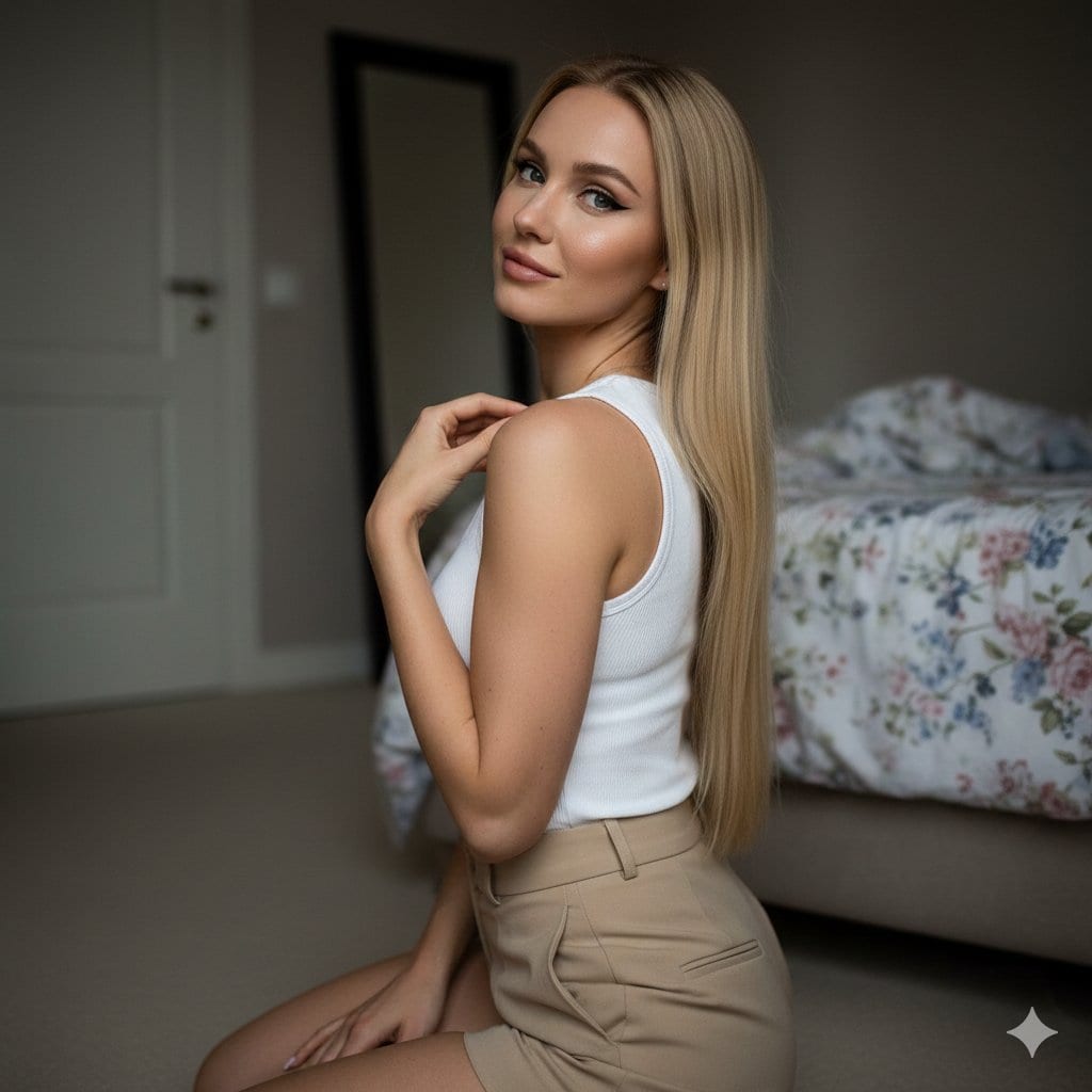 Moody Indoor Portrait of Polina Gagarina Prompt - AI Generated Character Style Image Example