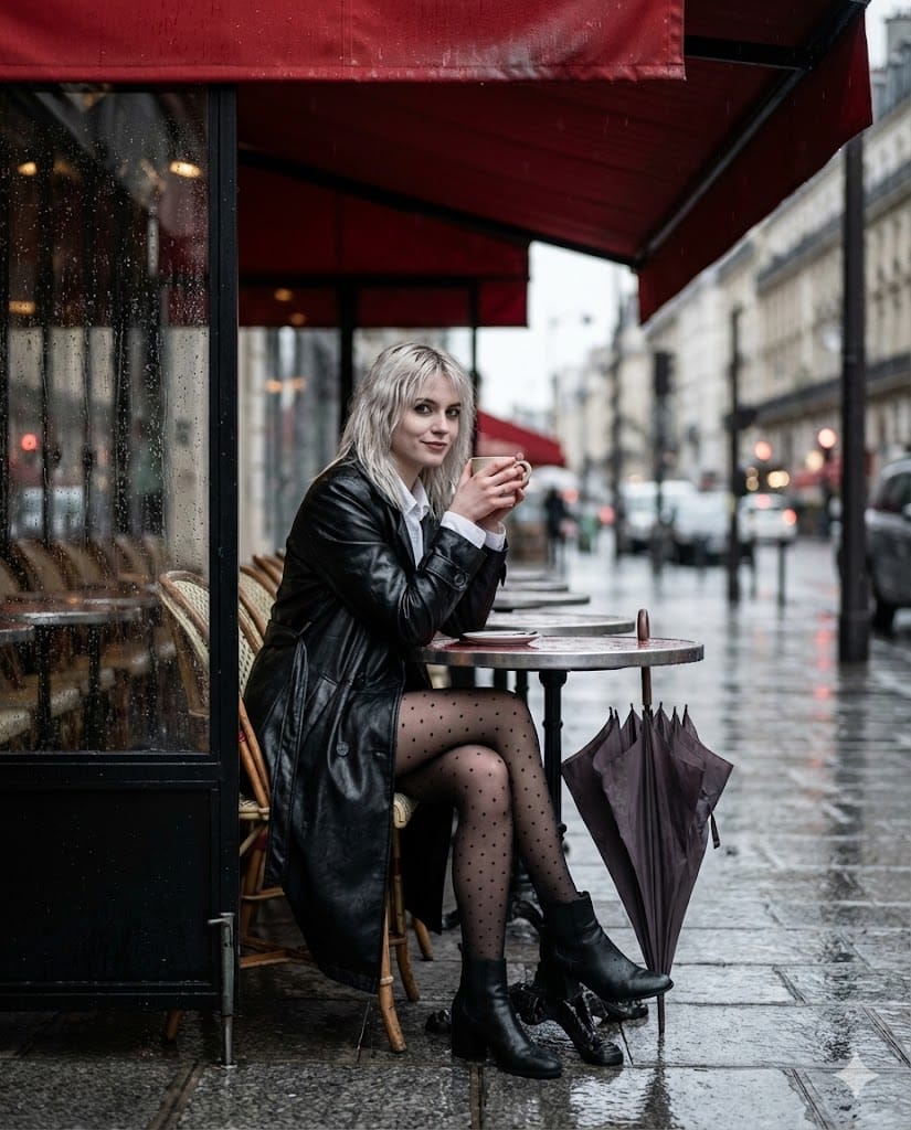 Moody Parisian Cafe Street Photography Prompt - AI 프롬프트