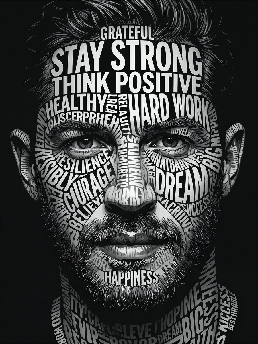 Preview image for Motivational Word Portrait Art prompt
