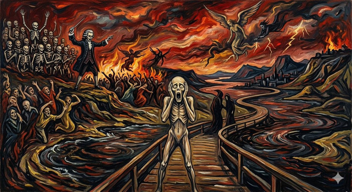 Preview image for Mozart's Dies Irae in Munch's Scream Style prompt