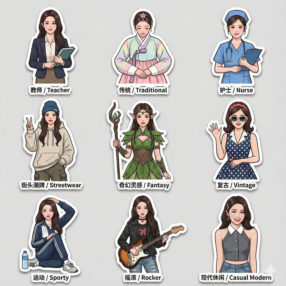 Multi-Style Sticker Pack Generator - AI提示词
