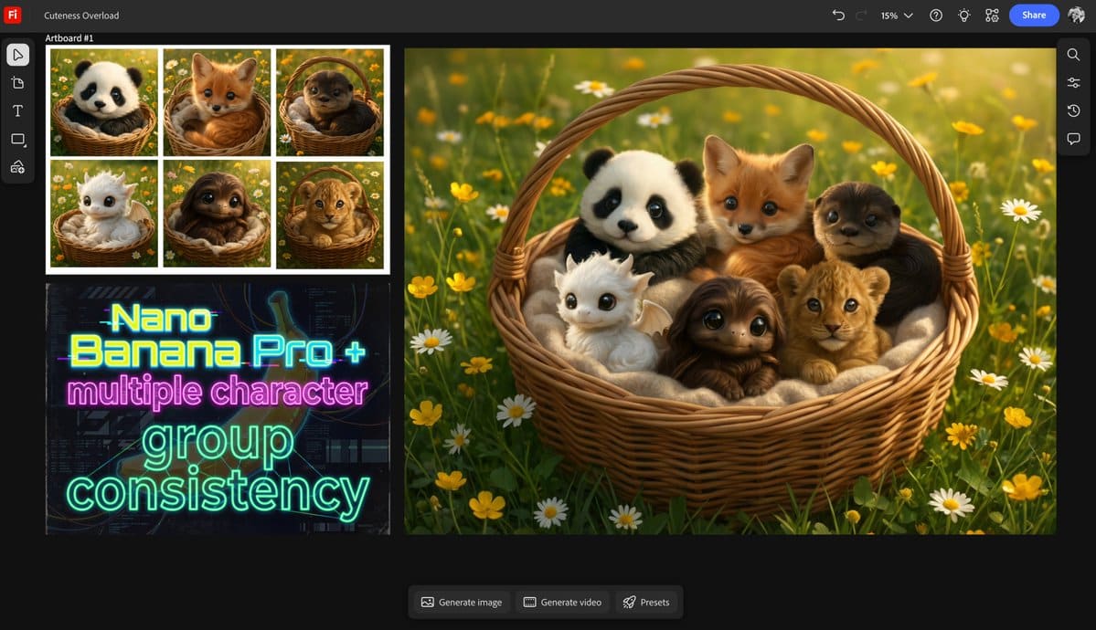Multiple characters in one basket - AI Generated Character Style Image Example