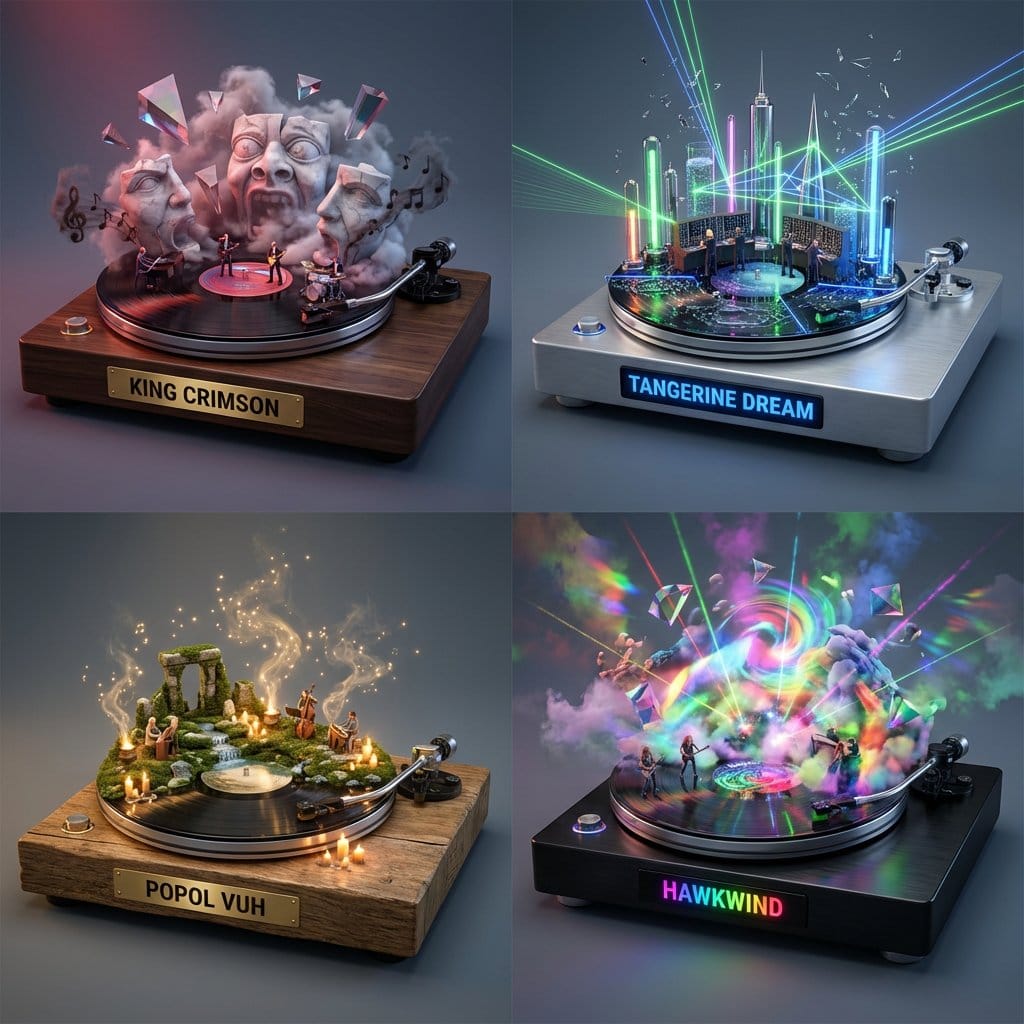 Music Curation: Audio-Visual Dioramas for Pink Floyd Fans - Prompt de IA