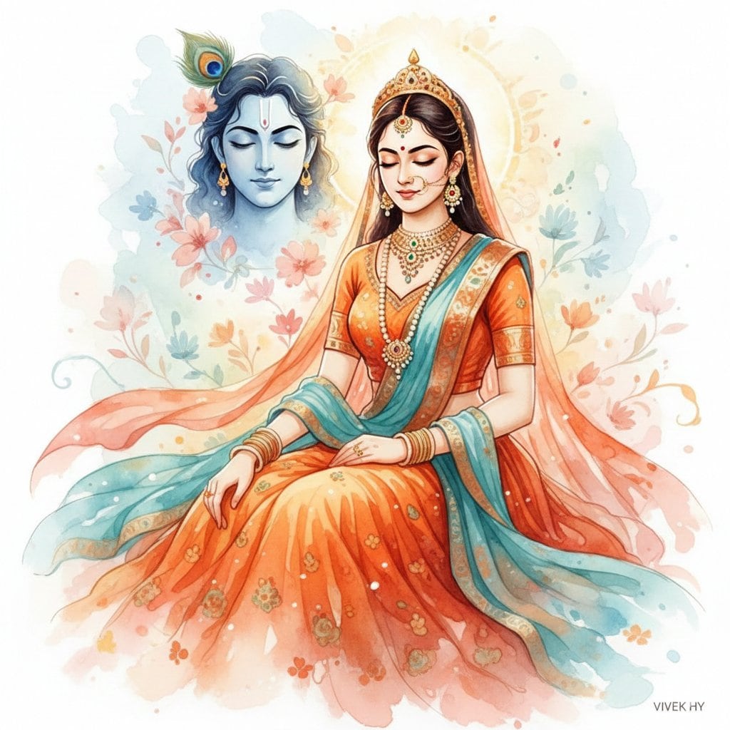 Mythological Radha-Krishna Fantasy Art Prompt - AI提示词