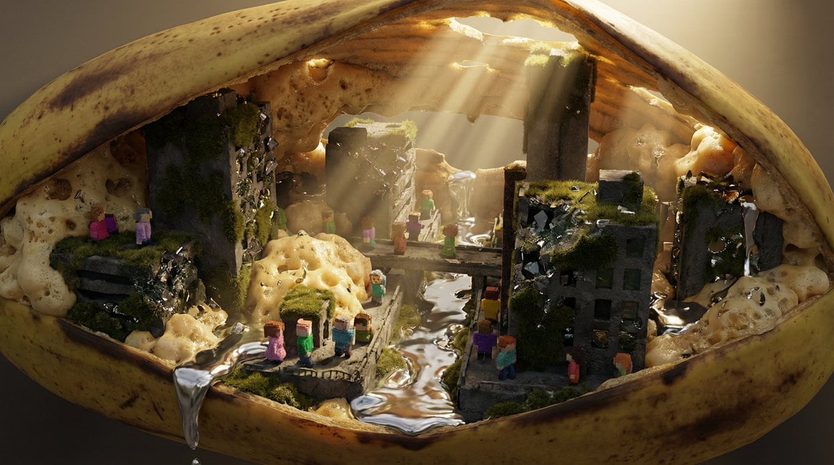Preview image for Nano-Scale Cityscape Inside a Banana Peel Prompt prompt