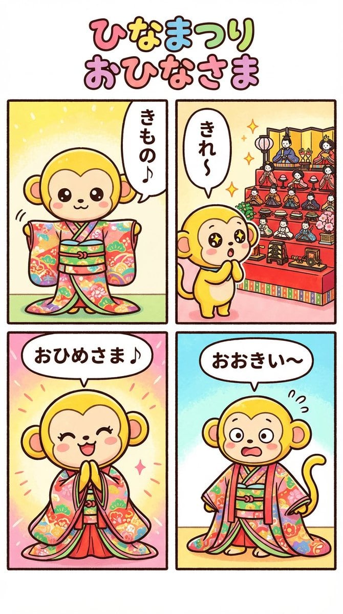 Nano Banana Pro 4-panel comic: Hina Matsuri - AI Generated AI Art Style Image