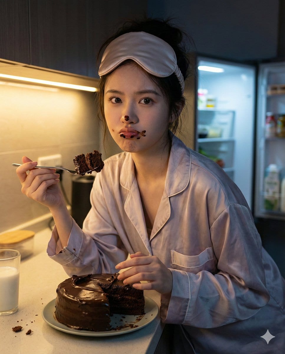 Nano Banana Pro Hyper-Realistic Midnight Snack Portrait Prompt - Prompt de IA